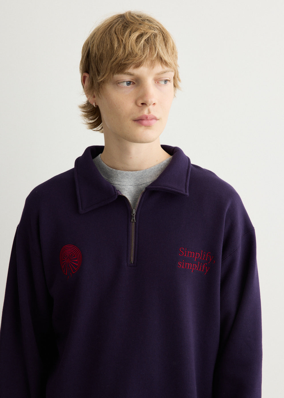 Emb. Half Zipped Sweatshirt