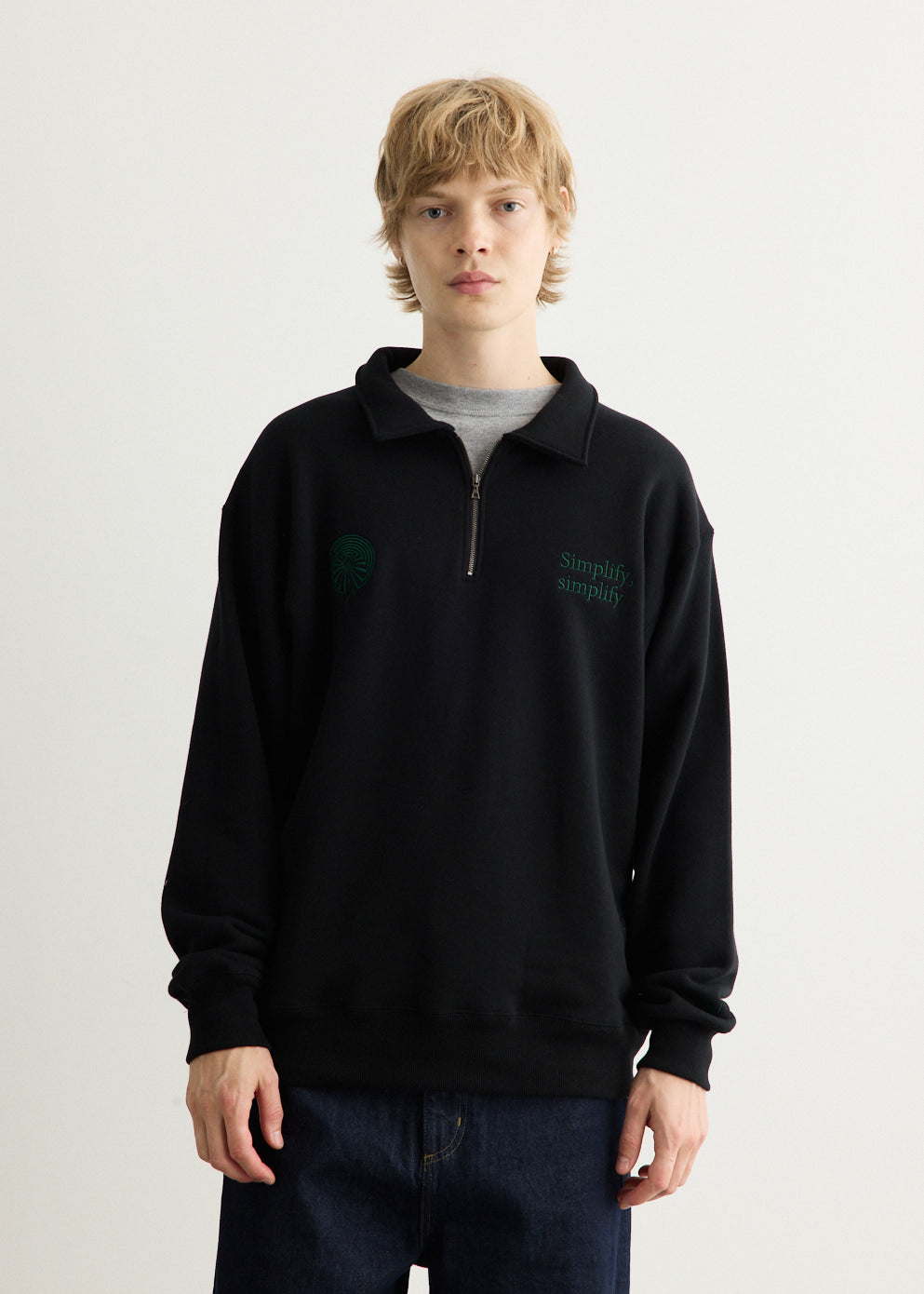 Emb. Half Zipped Sweatshirt