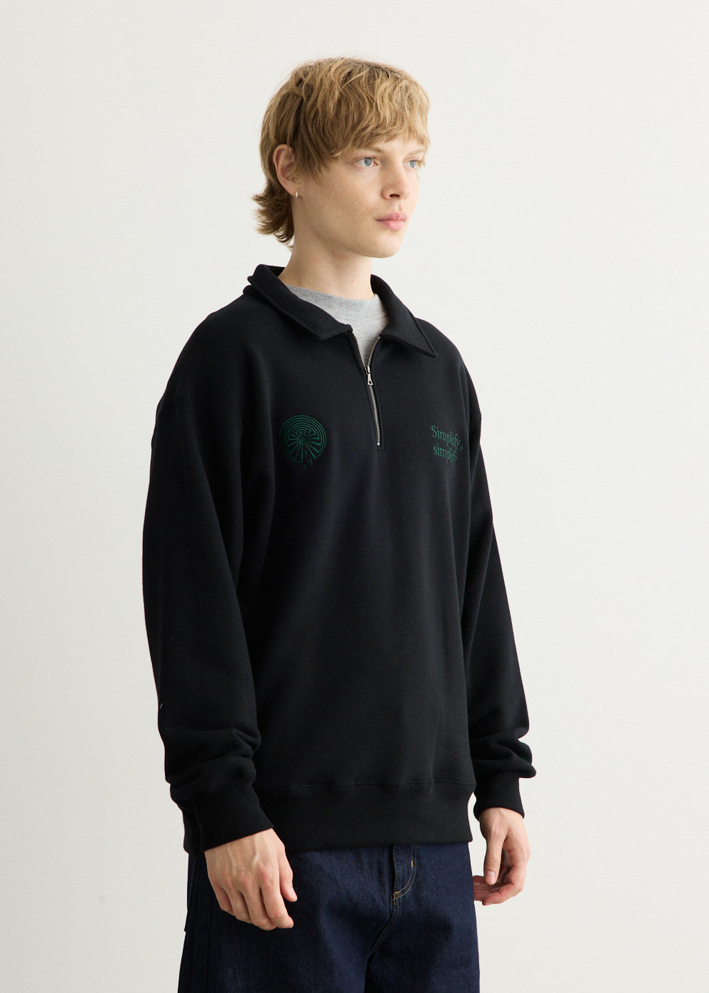 Emb. Half Zipped Sweatshirt