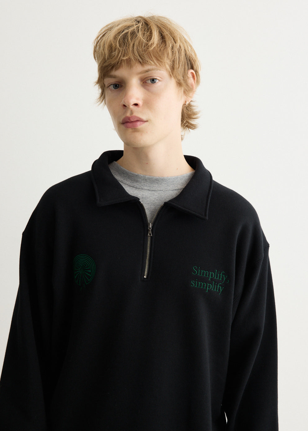 Emb. Half Zipped Sweatshirt