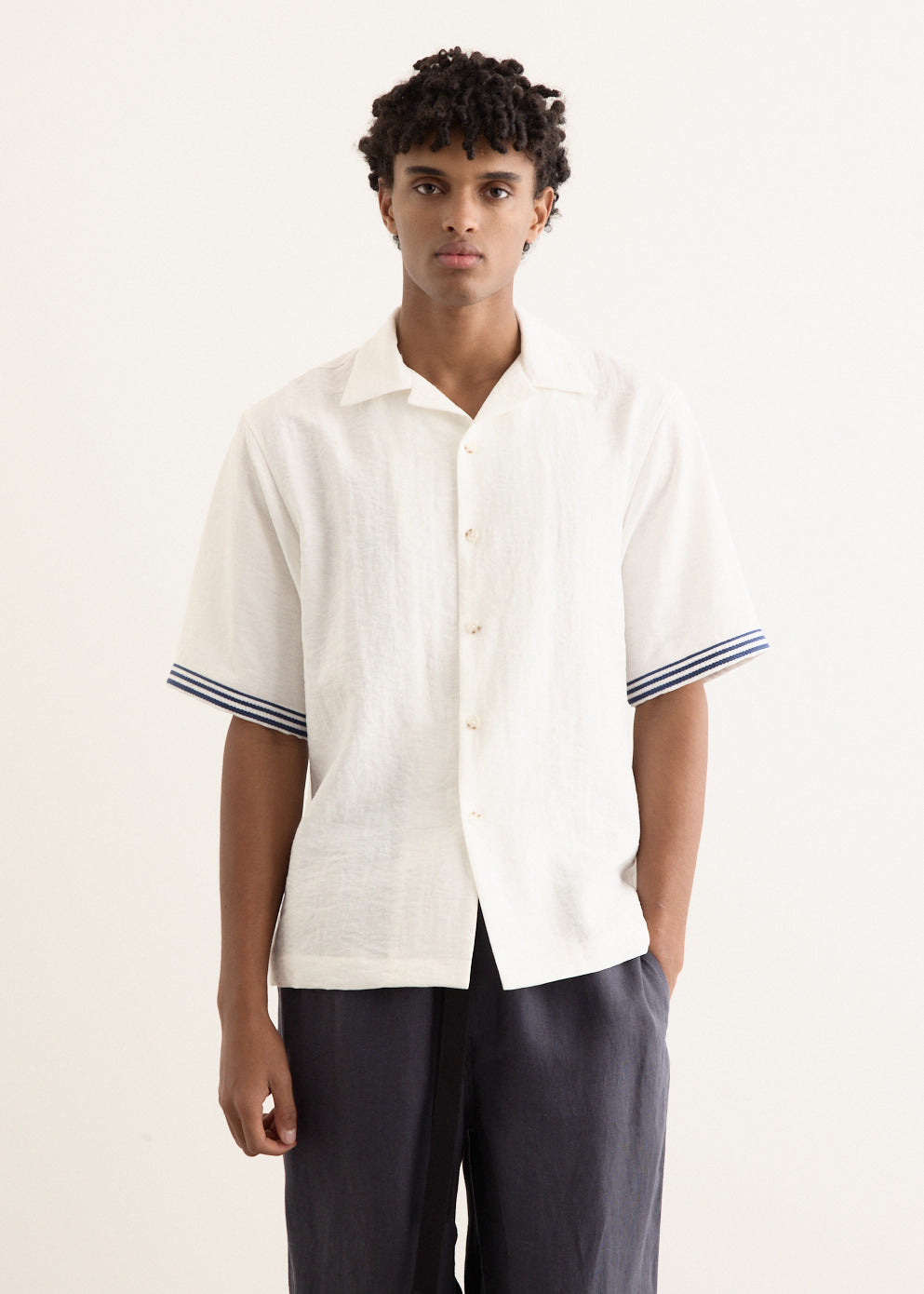 Rope Embroidery Camp Collar Shirt