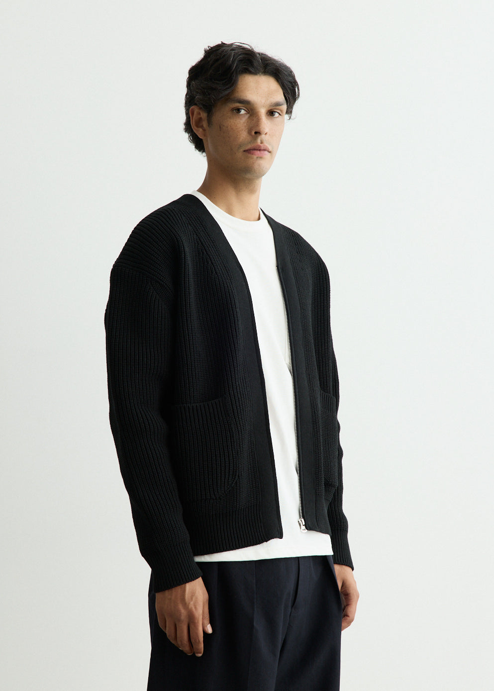 Cotton Polyester Zip Cardigan