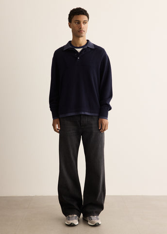 Melton Long Sleeve Double Layer Polo