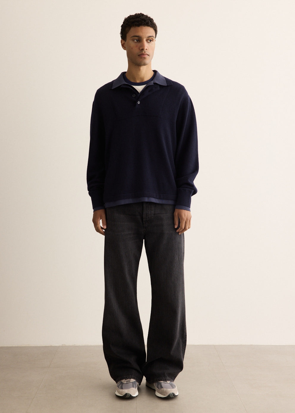Melton Long Sleeve Double Layer Polo