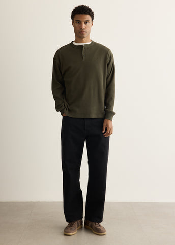 Alex Waffle Henley Neck Top