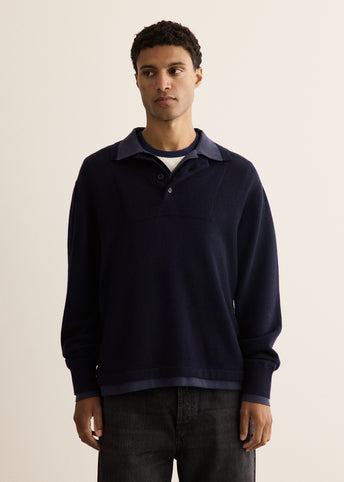 Melton Long Sleeve Double Layer Polo