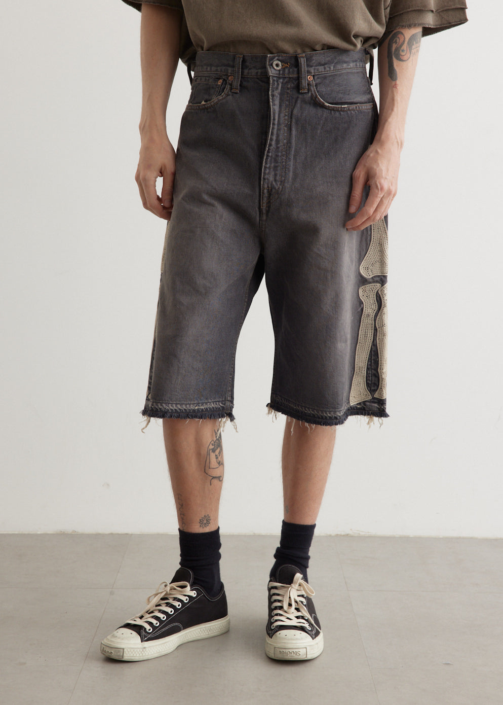 Kapital kapital bone denim shorts blue 32 | Grailed