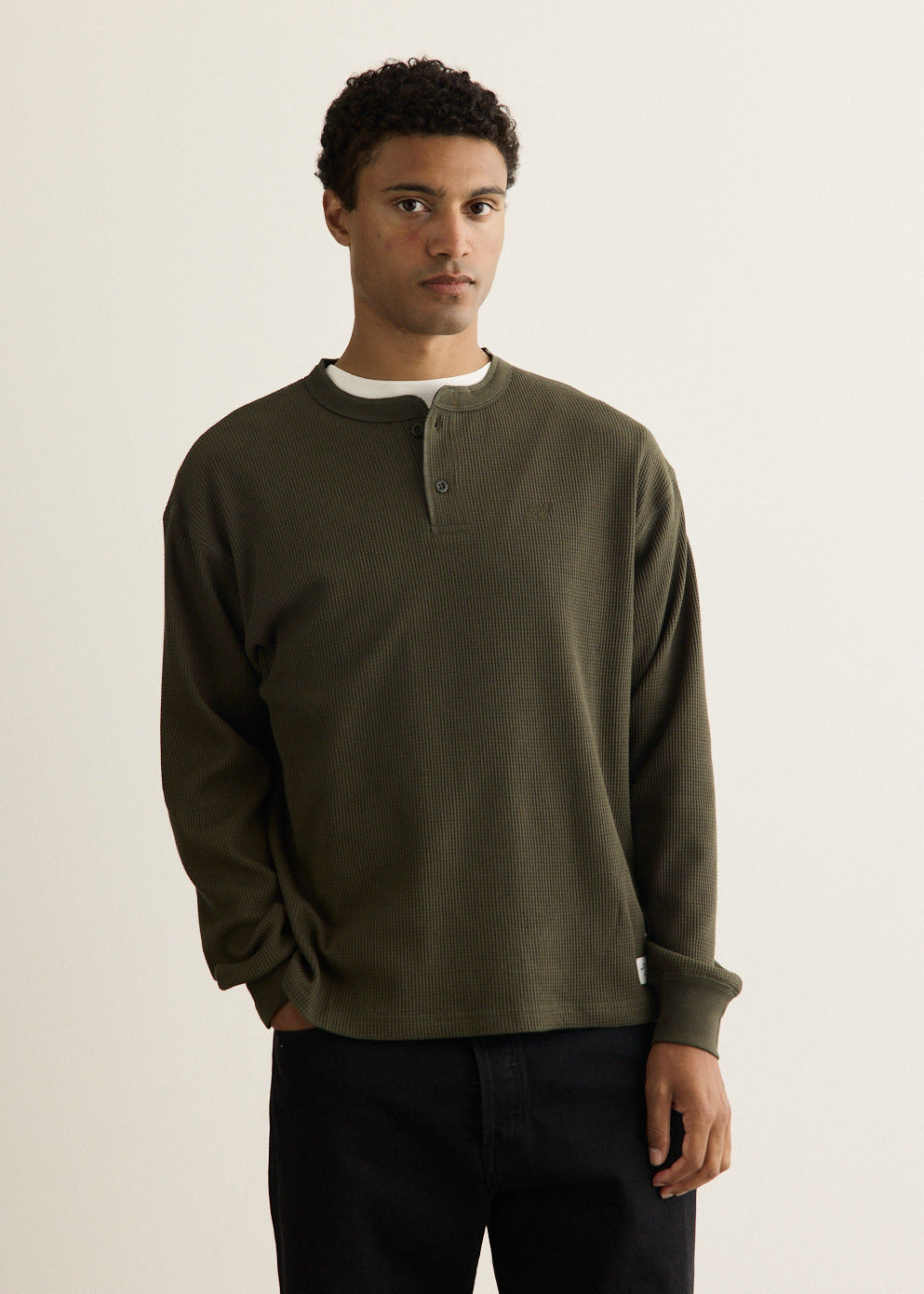 Alex Waffle Henley Neck Top