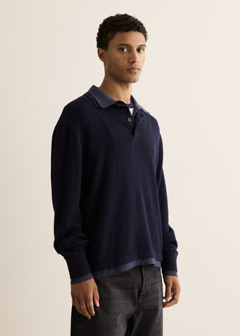 Melton Long Sleeve Double Layer Polo