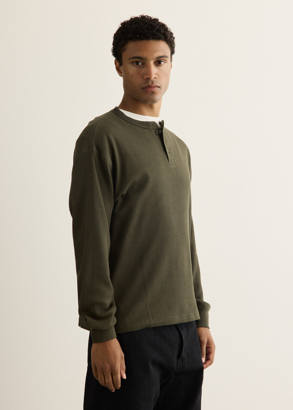 Alex Waffle Henley Neck Top