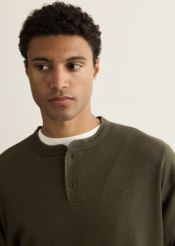 Alex Waffle Henley Neck Top