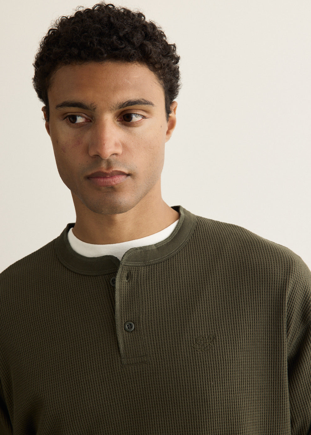 Alex Waffle Henley Neck Top