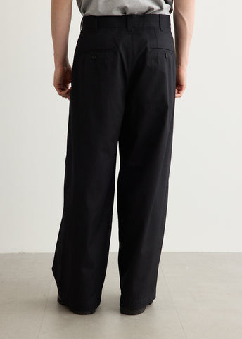 Polyester Wool Twill Pleat Trousers