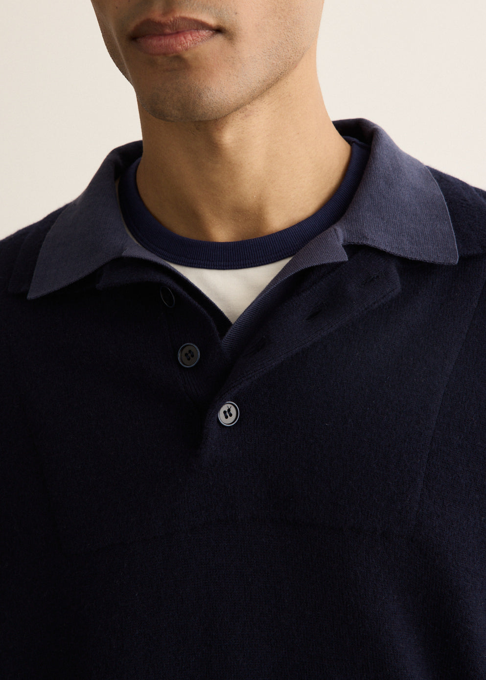 Melton Long Sleeve Double Layer Polo