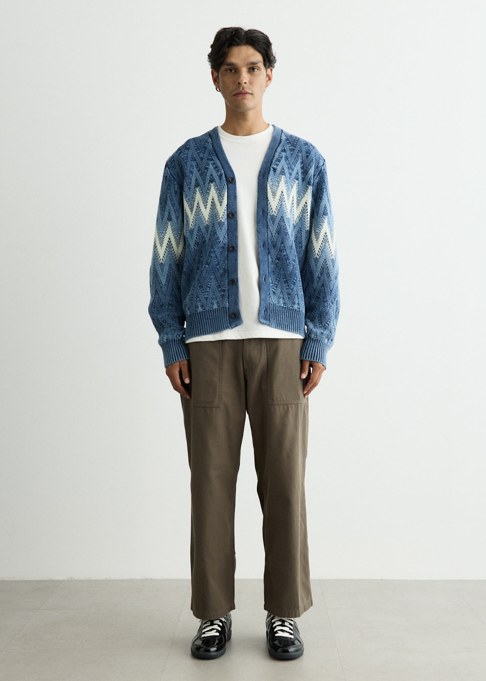 Cardigan Jacquard Indigo Yarn