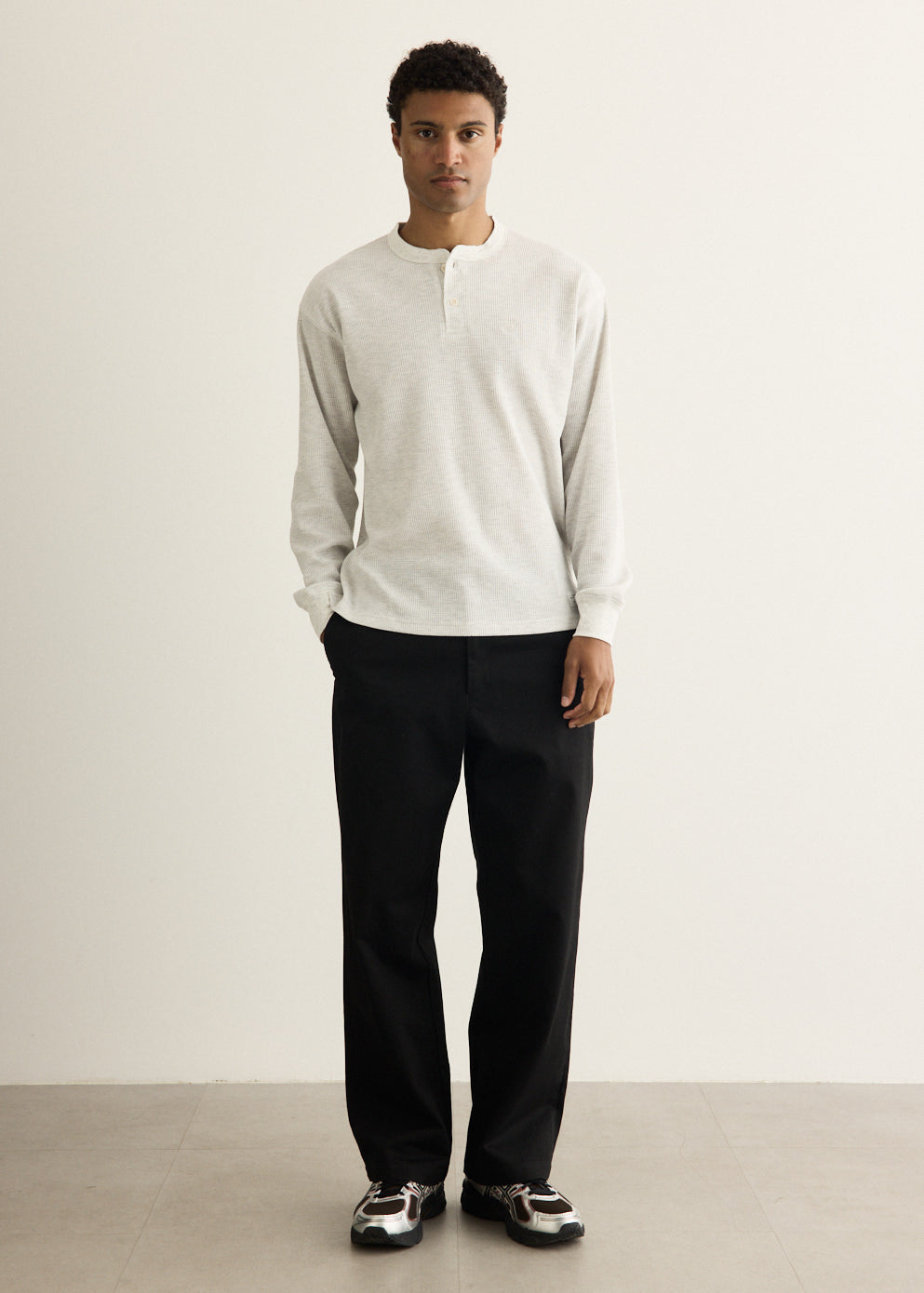 Alex Waffle Henley Neck Top