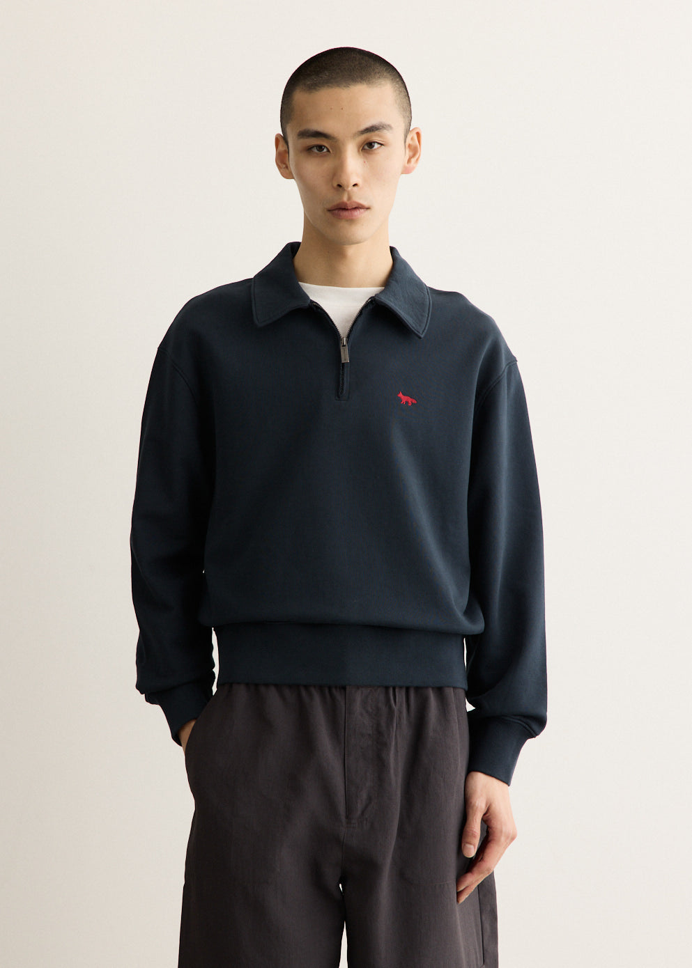 Profile Fox Zipped Polo Sweatshirt