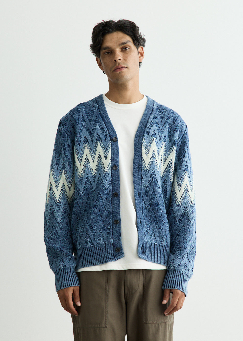 Cardigan Jacquard Indigo Yarn