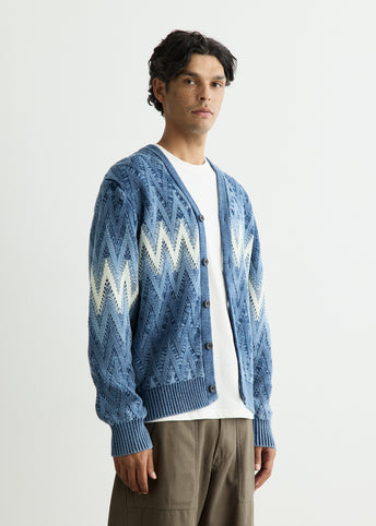 Cardigan Jacquard Indigo Yarn
