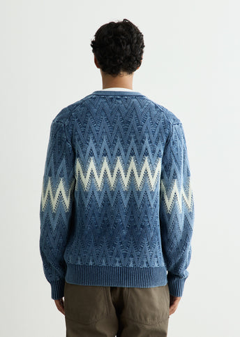 Cardigan Jacquard Indigo Yarn