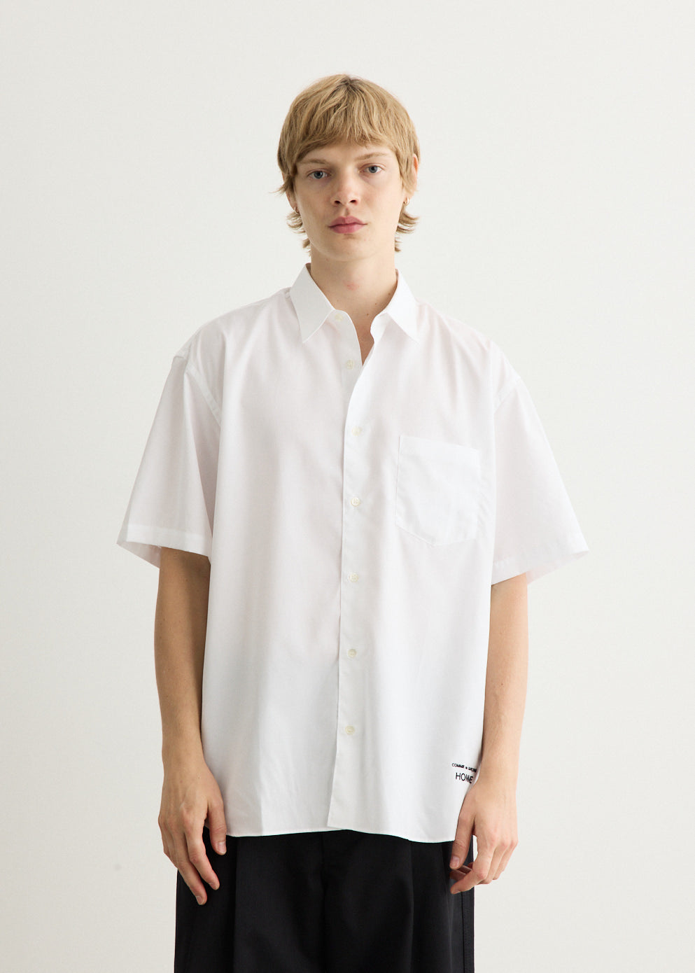 Cotton Broad Cloth Hem Logo Short Sleeve Shirt