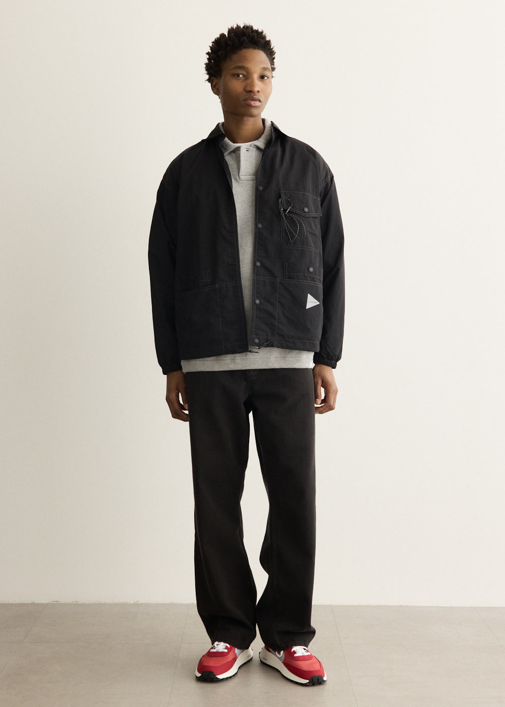 Crinkled Nylon Shirt Jacket