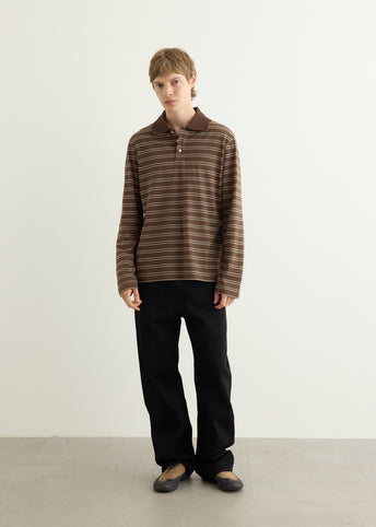 Long-Sleeve Striped Polo Shirt
