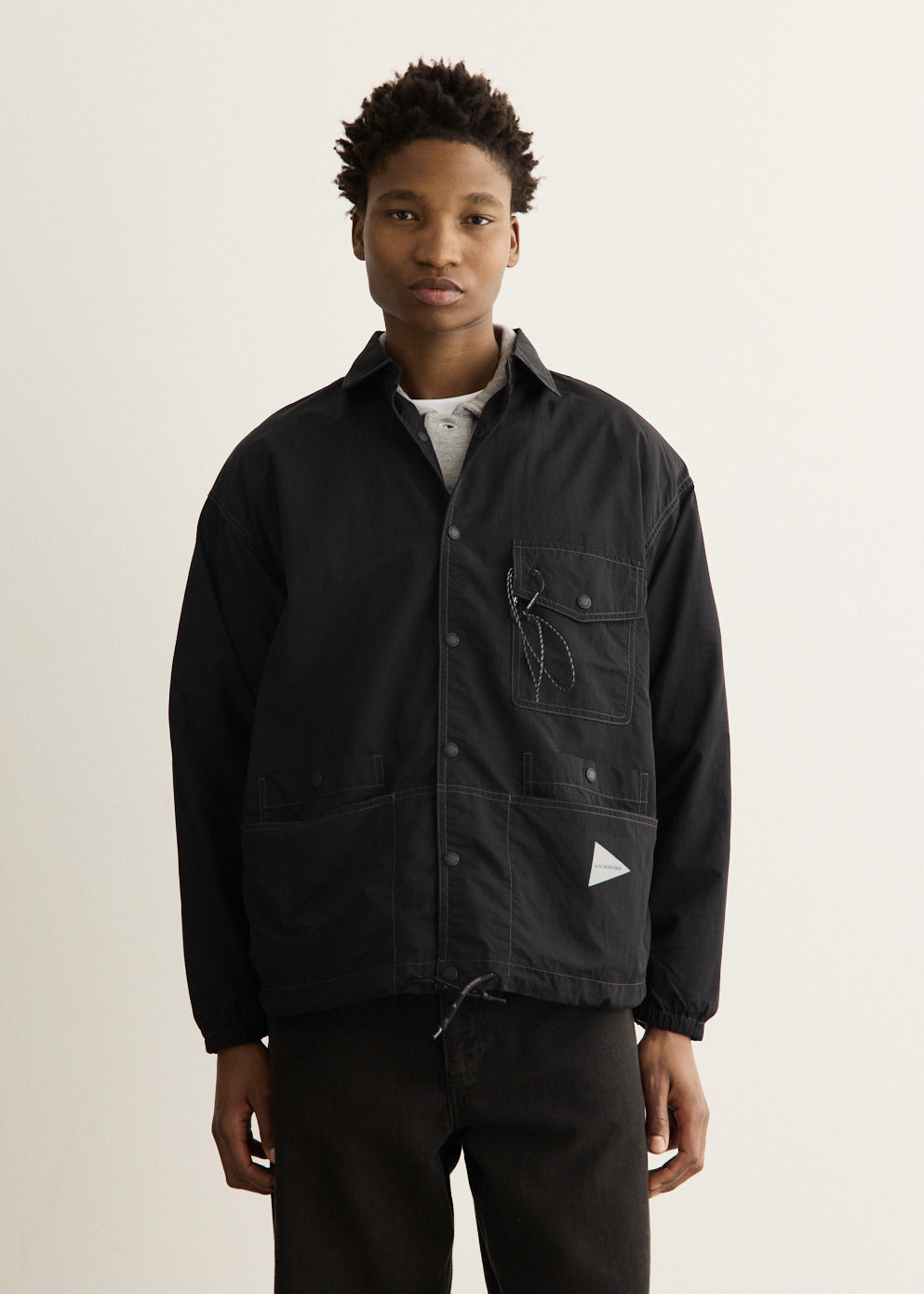 Crinkled Nylon Shirt Jacket