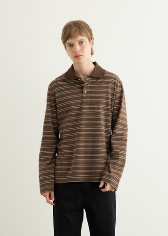 Long-Sleeve Striped Polo Shirt