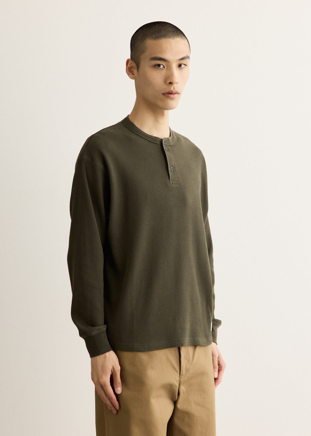Alex Waffle Henley Neck Top