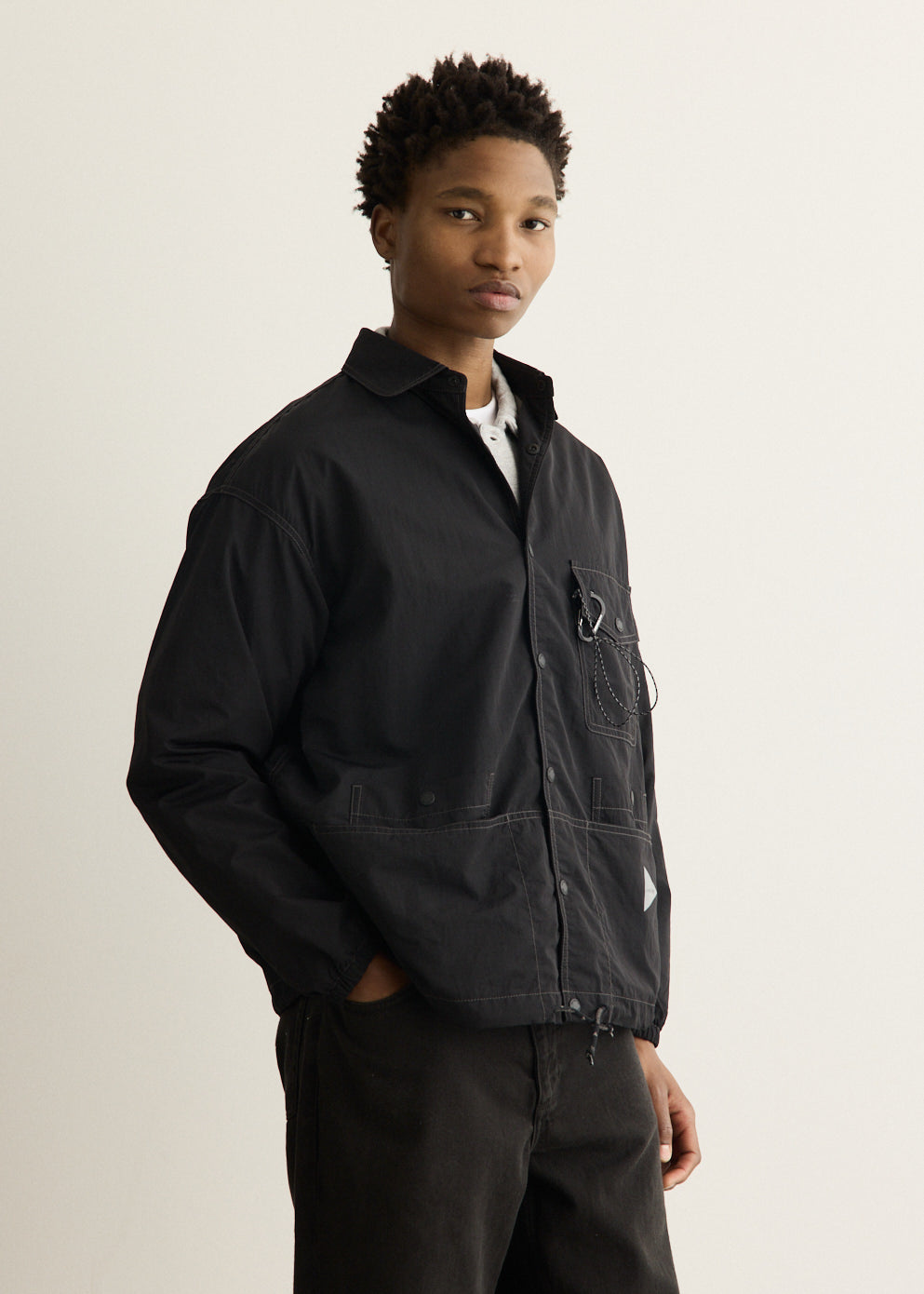 Crinkled Nylon Shirt Jacket