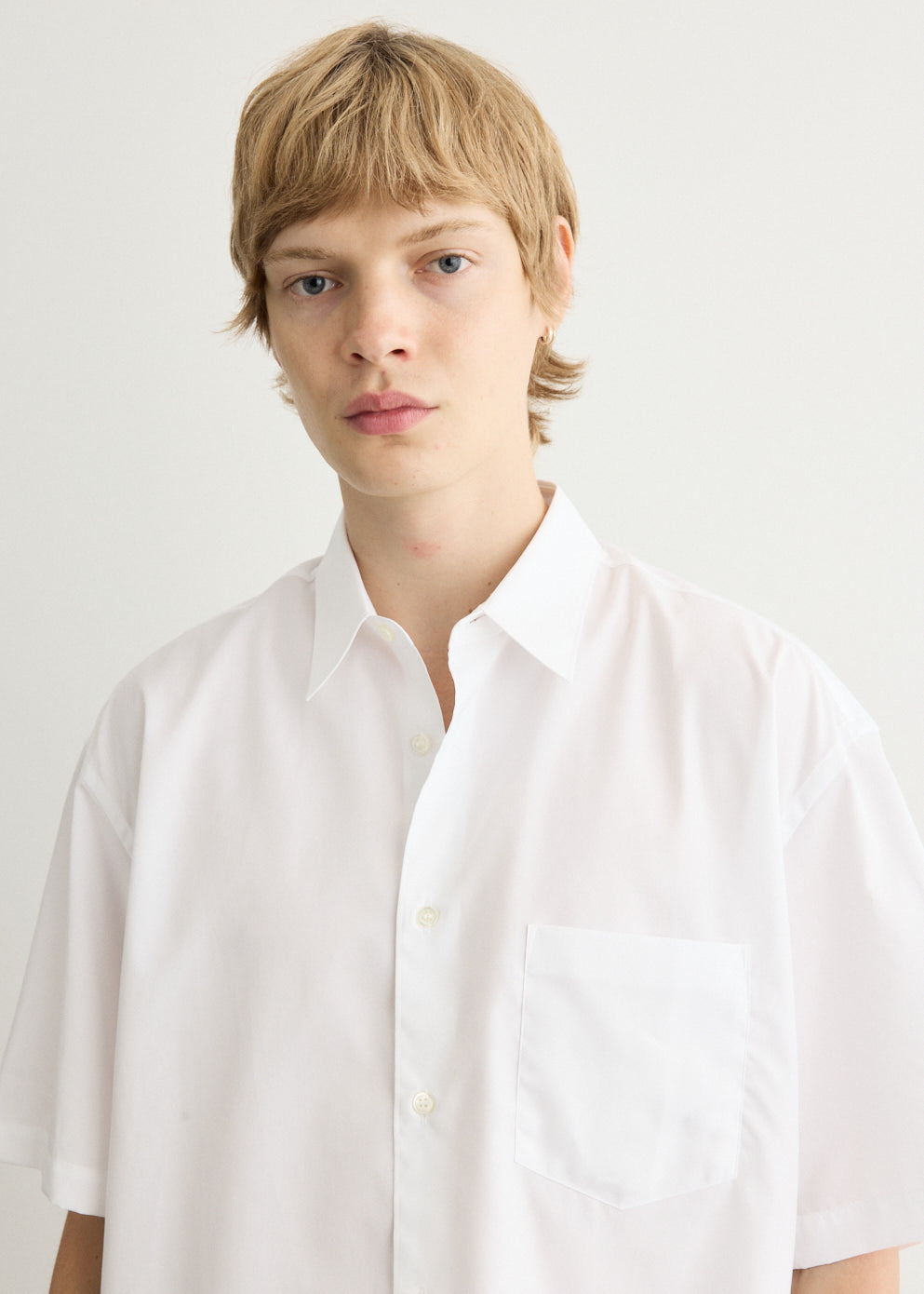 Cotton Broad Cloth Hem Logo Short Sleeve Shirt