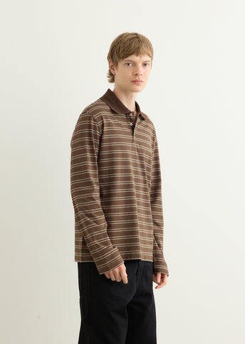 Long-Sleeve Striped Polo Shirt
