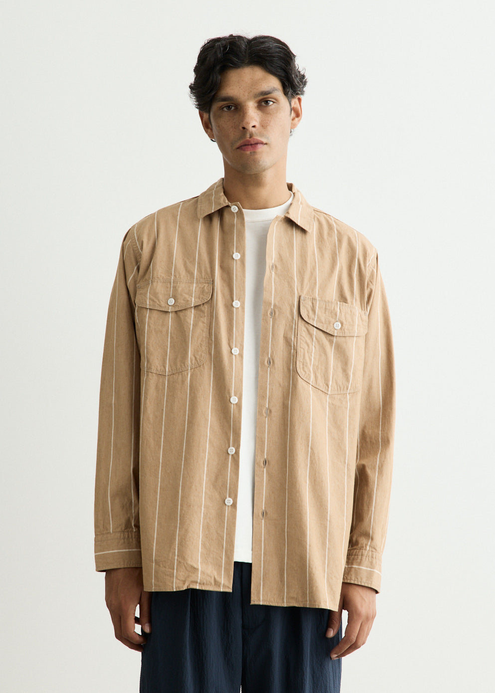Multi Pocket WORK Wide Stripe Shirt