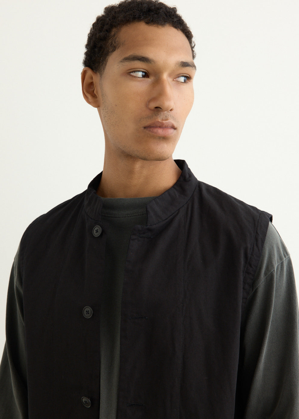 Canvas Oversized Stand Collar Vest