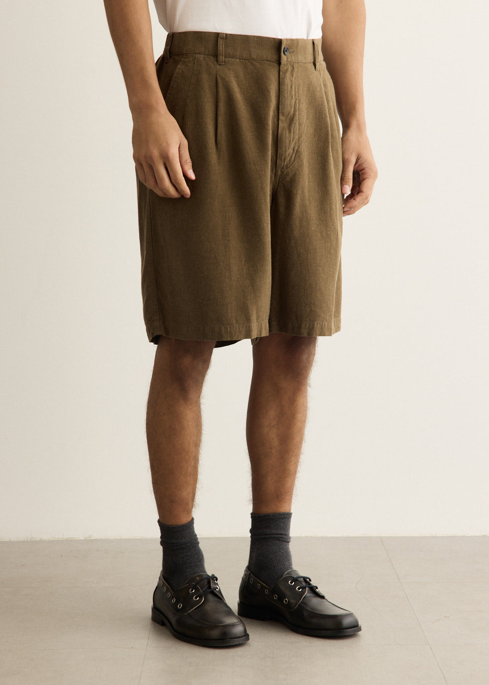 Linen Cupro Oversized Shorts