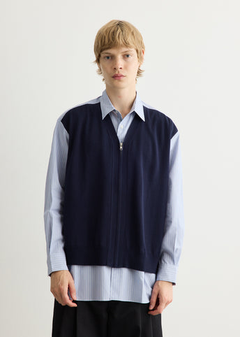 Cotton Stripe Shirt x Cotton Knit Cardigan