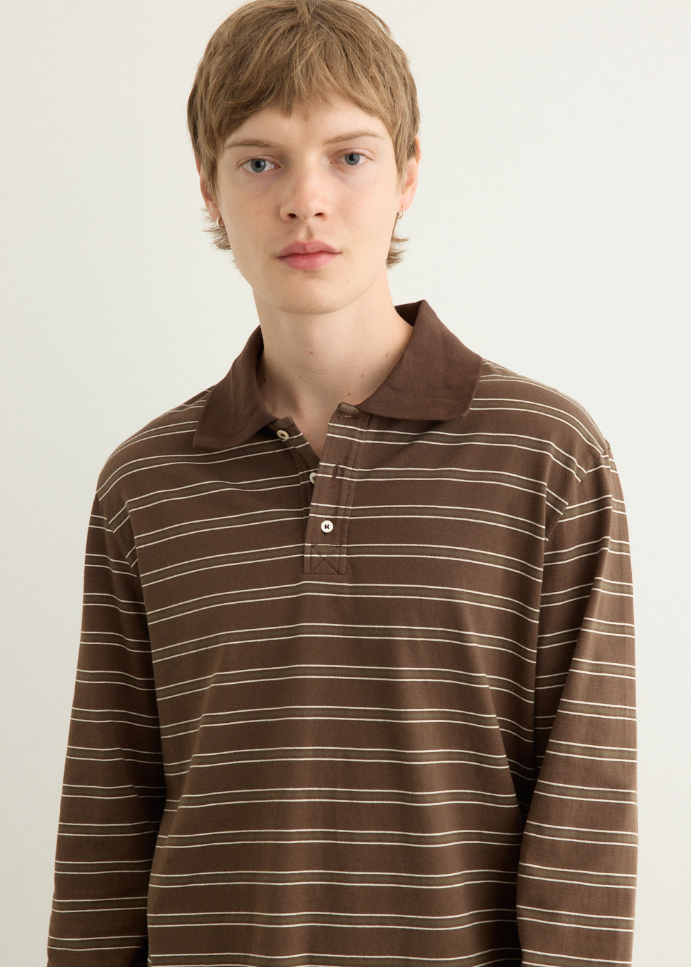 Long-Sleeve Striped Polo Shirt