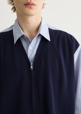 Cotton Stripe Shirt x Cotton Knit Cardigan