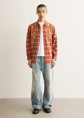 Washed Flannel Western Shirt
