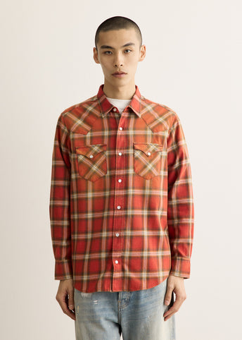 Washed Flannel Western Shirt