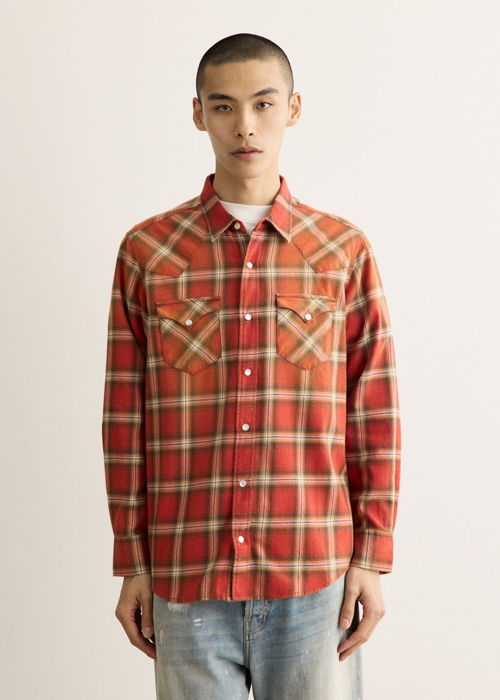 Washed Flannel Western Shirt