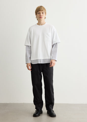 Cotton Jersey x Cotton Poplin Stripe T-Shirt