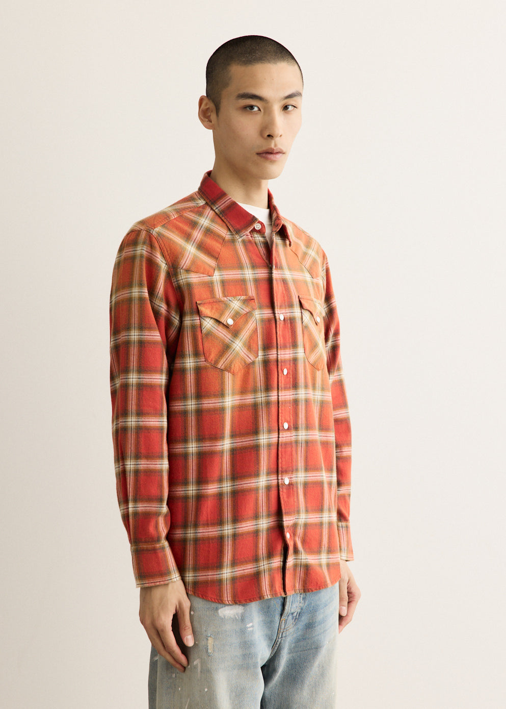 Washed Flannel Western Shirt