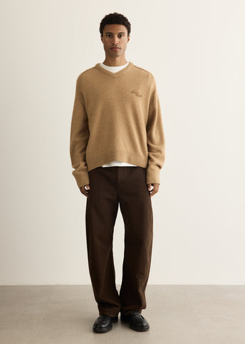 Camel Hair V-Neck Jumper