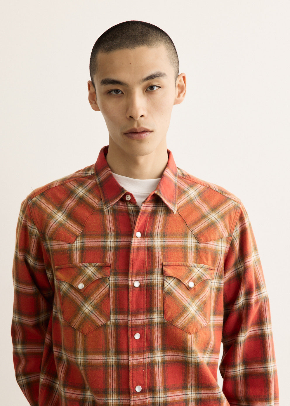 Washed Flannel Western Shirt