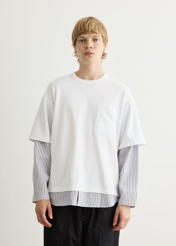 Cotton Jersey x Cotton Poplin Stripe T-Shirt