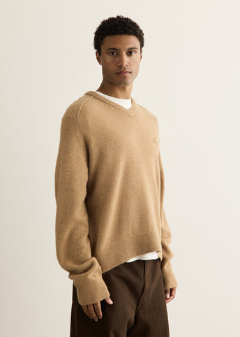 Camel Hair V-Neck Jumper