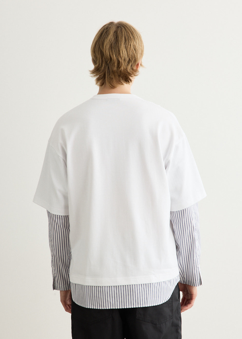 Cotton Jersey x Cotton Poplin Stripe T-Shirt