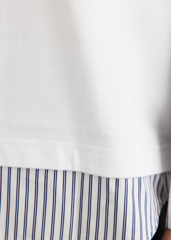 Cotton Jersey x Cotton Poplin Stripe T-Shirt